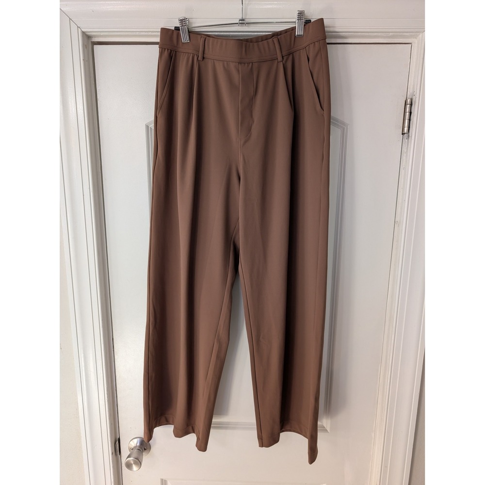 Halara Brown Wide Leg High‎ Waisted Dress Pants Trousers office Womens Large